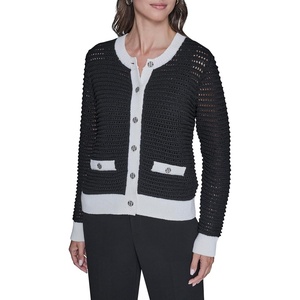 image:imageKarl Lagerfeld Womens Cardigan Buttons Fashion SweaterBlackSoft White