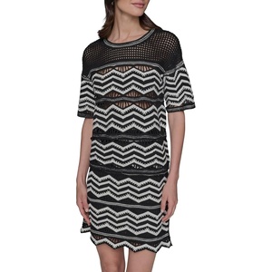 image:imageKarl Lagerfeld Womens Chevron Sweater Knit TShirt DressBlackSoft White