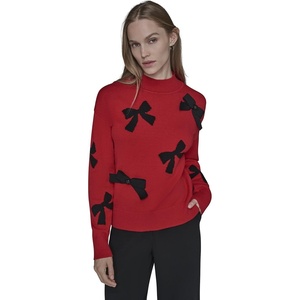 image:imageKarl Lagerfeld Womens Cold Weather Mock Neck Essential Soft SweaterAdmiral RedBlack