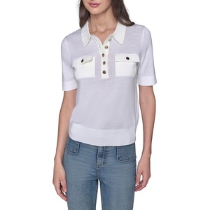 image:imageKarl Lagerfeld Womens Collar with Two Chest Pockets SweaterSoft White