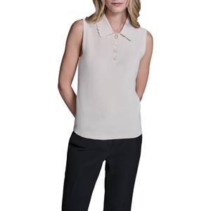 image:imageKarl Lagerfeld Womens Collared Sleeveless SweaterBisque