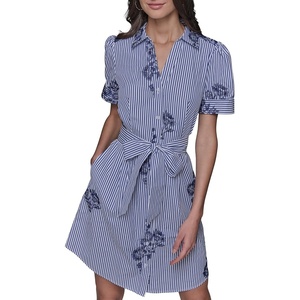 image:imageKarl Lagerfeld Womens Collared Stripe ShirtdressBright Sapphire Soft White Multi