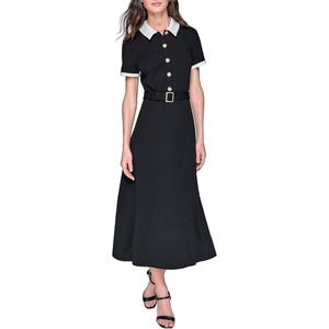 image:imageKarl Lagerfeld Womens Contrast Collar and Sleeve Trim Midi DressBlack  Soft White