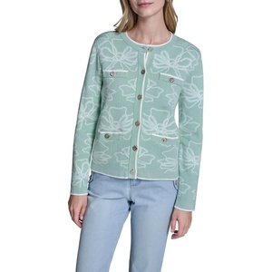 image:imageKarl Lagerfeld Womens Floral Detail Iconic Cardigan SweaterFresh MintSoft White