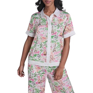 image:imageKarl Lagerfeld Womens Floral Print Camp ShirtSoft WhitePink Carnation Multi