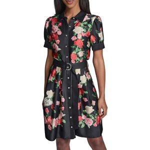image:imageKarl Lagerfeld Womens Floral Printed DRing Belt Summer Fashion DressBlack Multi