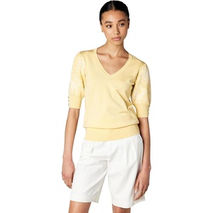 image:imageKarl Lagerfeld Womens Floral Short Sleeve SweaterPanna Cotta
