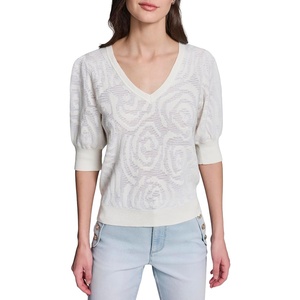 image:imageKarl Lagerfeld Womens Flower Detail VNeck SweaterSoft White