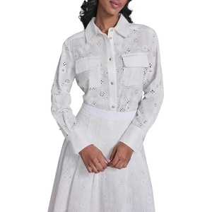 image:imageKarl Lagerfeld Womens Karl Motif Eyelet Button DownSoft White