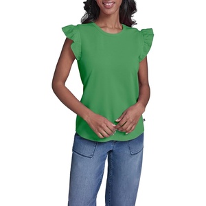 image:imageKarl Lagerfeld Womens Layering Essential Ruffle Sleeve BlousePink Carnation