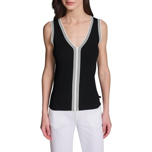 image:imageKarl Lagerfeld Womens Layering Piece VNeck Black and White SweaterBlackSoft White