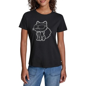 image:imageKarl Lagerfeld Womens Logo Choupette Outline TShirtBlack