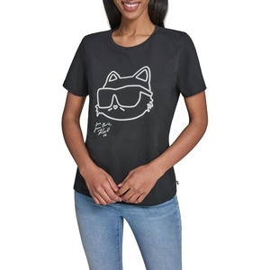 image:imageKarl Lagerfeld Womens Logo Choupette Outline TShirtBlackWhite