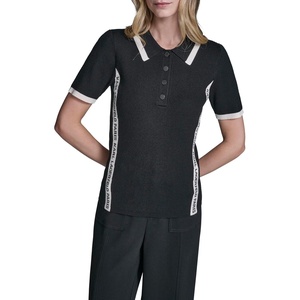image:imageKarl Lagerfeld Womens Logo Collared Neck Polo SweaterBlackBisque