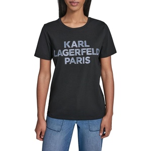 image:imageKarl Lagerfeld Womens Logo Denim Print TShirtBlack