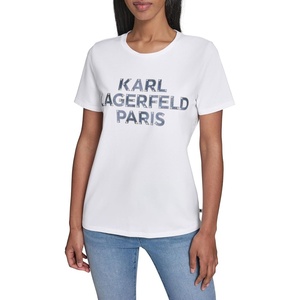 image:imageKarl Lagerfeld Womens Logo Denim Print TShirtWhite