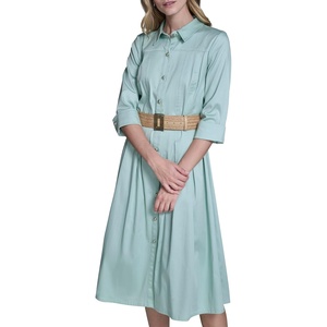 image:imageKarl Lagerfeld Womens Long Sleeve Collared Button Down Belted DressFresh Mint