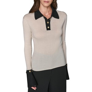 image:imageKarl Lagerfeld Womens Long Sleeve Collared Flared Sleeves Gold Buttons SweaterBirchBlack