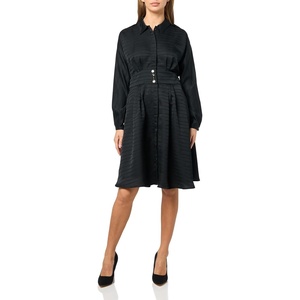 image:imageKarl Lagerfeld Womens Long Sleeve Collared Jacquard DressBlack