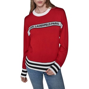 image:imageKarl Lagerfeld Womens Long Sleeve Crew Neck Logo SweaterAdmiral Red