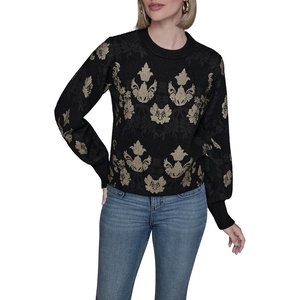 image:imageKarl Lagerfeld Womens Long Sleeve Crewneck Patterned Essential SweaterBlack