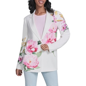 image:imageKarl Lagerfeld Womens Long Sleeve Jacket with Bright Placed FloralsSoft White