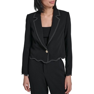 image:imageKarl Lagerfeld Womens Long Sleeve Polished Jacket with Scalloped HemBlack