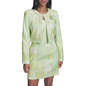 image:imageKarl Lagerfeld Womens Long Sleeve Pull on Faux Tweed JacketTea GreenSoft White Multi