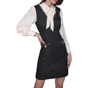 image:imageKarl Lagerfeld Womens Long Sleeve Textured Tweed DressBlackBirch