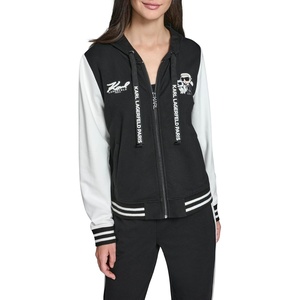 image:imageKarl Lagerfeld Womens Long Sleeve Varsity Jacket with Choupette and Karl GraphicBlack
