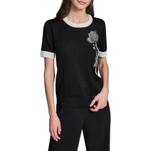 image:imageKarl Lagerfeld Womens Pearl Detail Sequin Flower SweaterBlackSoft White