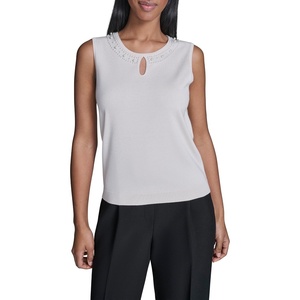 image:imageKarl Lagerfeld Womens Pearl Neckline Sleeveless SweaterBisque
