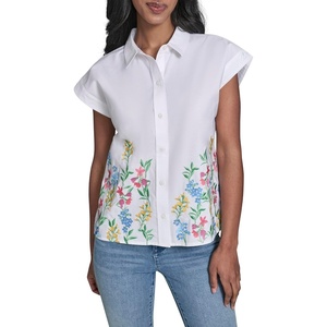 image:imageKarl Lagerfeld Womens Short Sleeve Collared Neck Placed Floral Button DownWhite