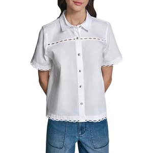 image:imageKarl Lagerfeld Womens Short Sleeve Collared Neck Poplin Button DownWhite