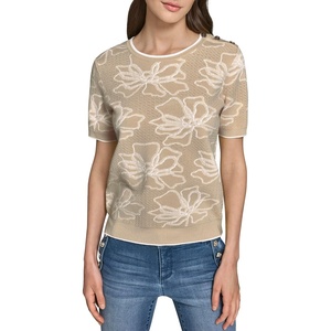 image:imageKarl Lagerfeld Womens Short Sleeve Crew Neck Floral SweaterFresh MintSoft White