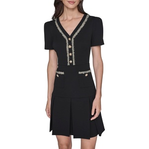 image:imageKarl Lagerfeld Womens Short Sleeve Scuba Crepe Aline DressBlack