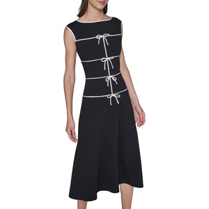 image:imageKarl Lagerfeld Womens Short Sleeve Scuba Crepe Wear to Work Midi DressBlackSoft White