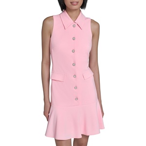 image:imageKarl Lagerfeld Womens Sleeveless Collared Button Front Aline Mini DressAlmond Blossom