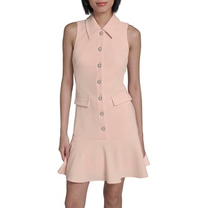 image:imageKarl Lagerfeld Womens Sleeveless Collared Button Front Aline Mini DressPearl Blush