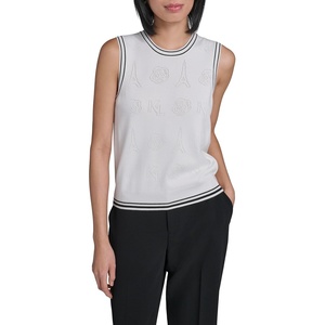 image:imageKarl Lagerfeld Womens Sleeveless Delicate Sweater with Classic Karl Theme EmbroiderySoft WhiteBlack