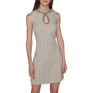 image:imageKarl Lagerfeld Womens Sleeveless Keyhole Neckline Multi Textured Tweed DressBirch Multi