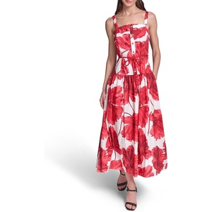 image:imageKarl Lagerfeld Womens Sleeveless Rope Belt Aline Maxi DressTomato Multi