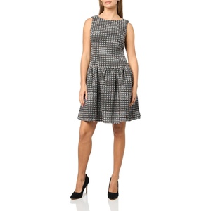 image:imageKarl Lagerfeld Womens Sleeveless Round Neck Textured Tweed DressBlack Soft Whie Multi