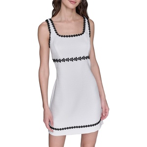 image:imageKarl Lagerfeld Womens Sleeveless Scoop Neck Sheath DressSoft White Black