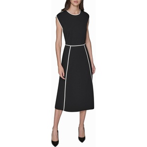 image:imageKarl Lagerfeld Womens Sleeveless Scuba Crepe Wear to Work Midi DressBlackSoft White
