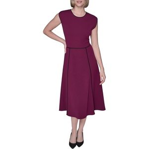 image:imageKarl Lagerfeld Womens Sleeveless Scuba Crepe Wear to Work Midi DressWineBlack