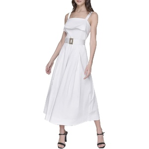 image:imageKarl Lagerfeld Womens Sleeveless Square Neck Midi DressSoft White