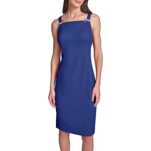 image:imageKarl Lagerfeld Womens Sleeveless Square Neck Scuba Crepe Bow Detail Sheath DressMaritime