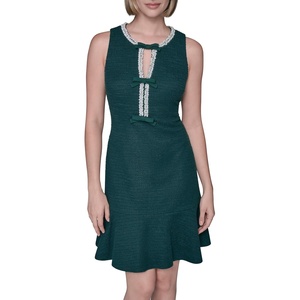 image:imageKarl Lagerfeld Womens Sleeveless Stretch Texture Knit Tweed DressPine