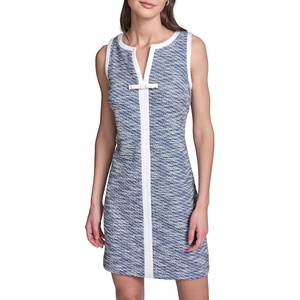 image:imageKarl Lagerfeld Womens Sleeveless VNeck Bow Aline Mini DressBlue MultiSoft White